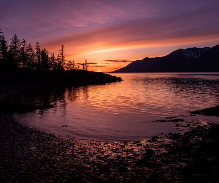 Sunset Reflections in Hope, Alaska by Lauren Fraser