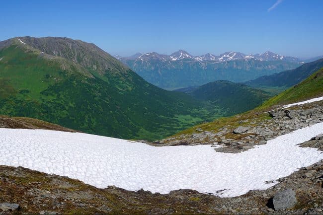Looking back down Nissman Ridge to Turnagain Pass