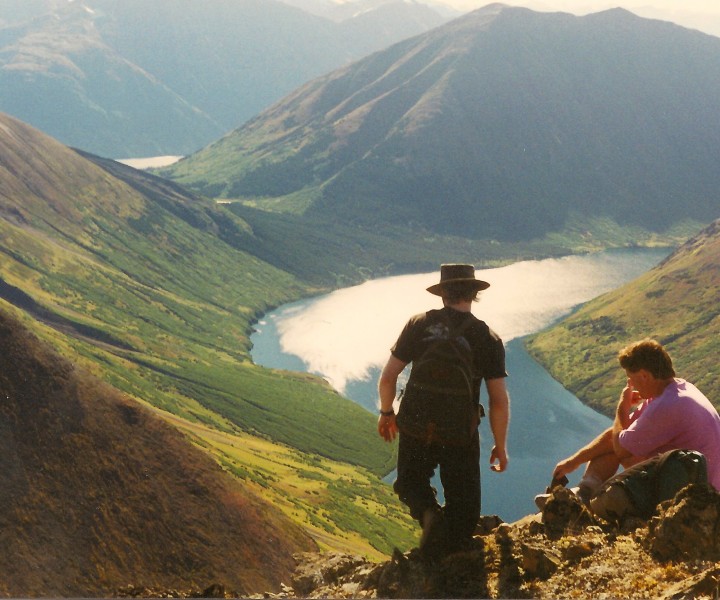 The author and his brother rest at the top of LV Ray Peak in 1997.