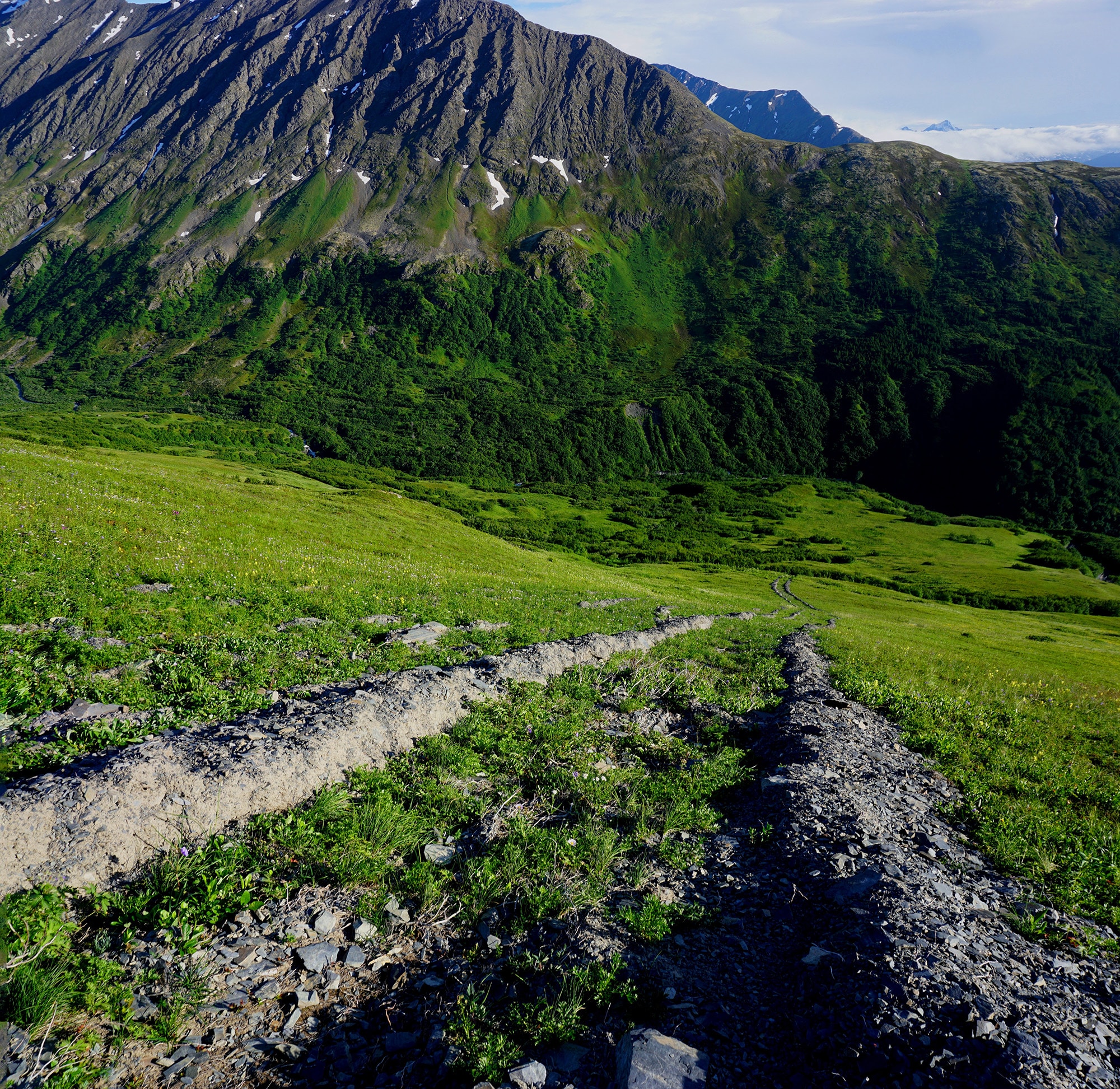 Markings on the south slope of Solars Mountain on the Kenai Peninsula in Alaska