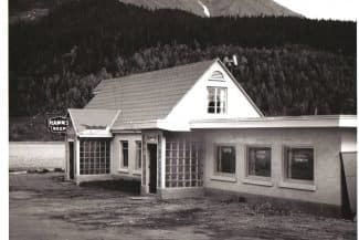 1950s view of the Jockey Club. Trail Lake can be seen in the background.
