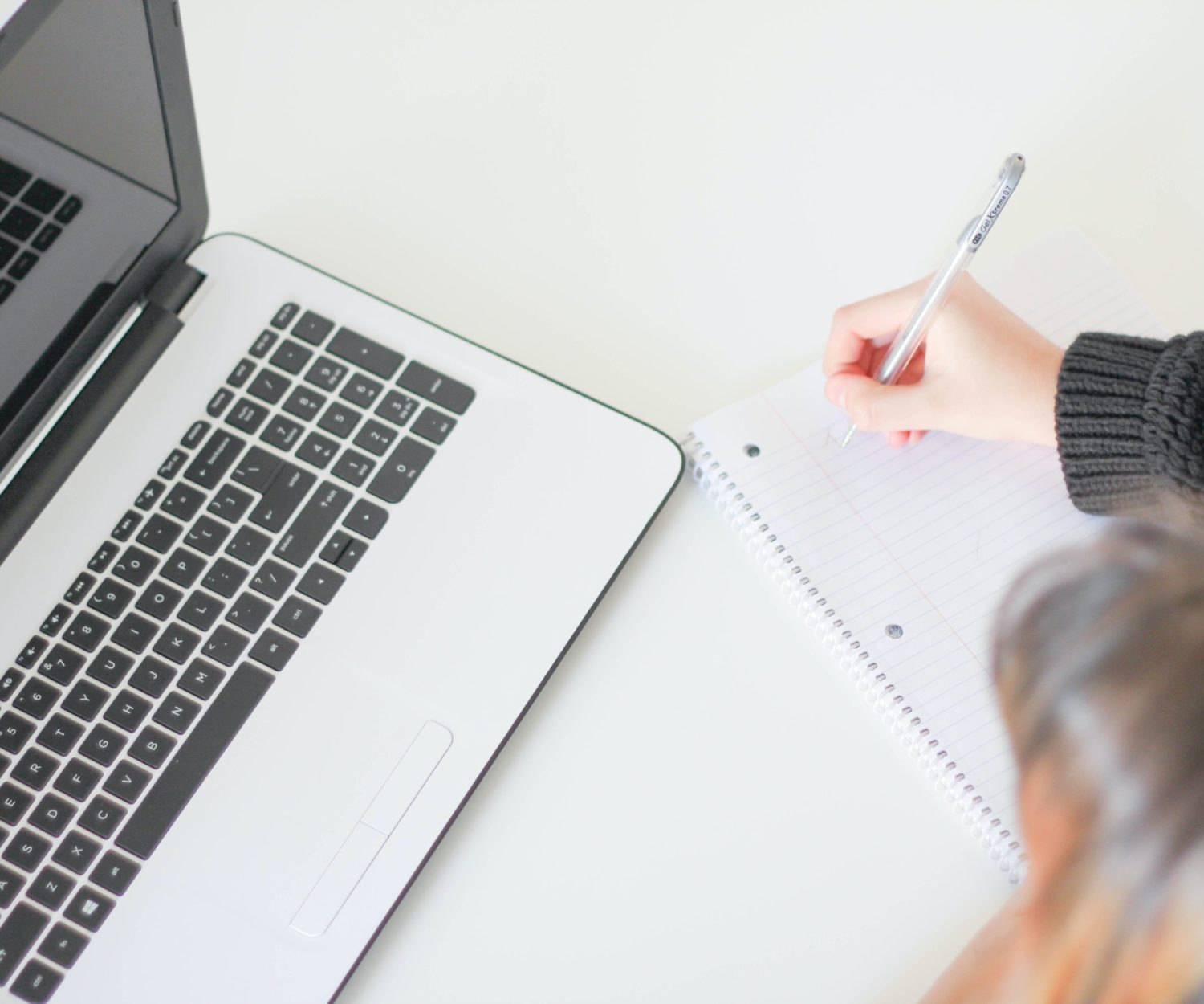 Person attending a webinar.