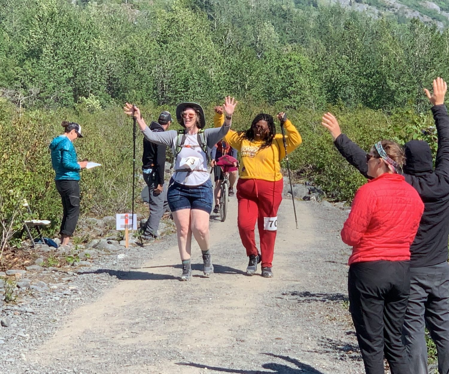 Tina Pierce and Tamyko White celebrate their race!