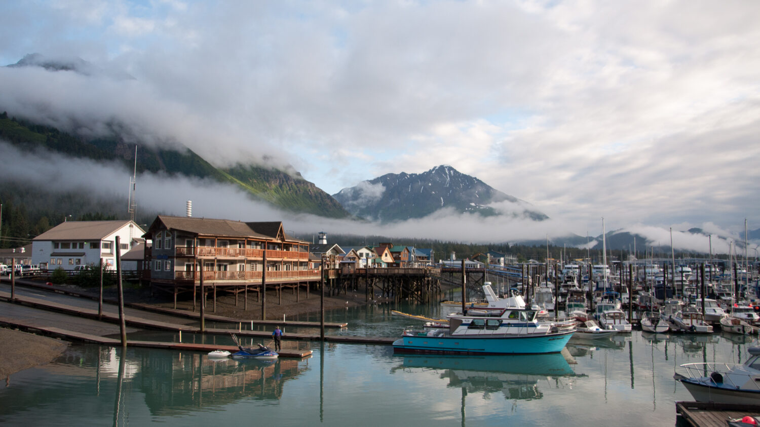 SEWARD, ALASKA/ USA - July 18, 2011 - The harbor at Seward, Alaska, is a popular tourist location for boat tours of Resurrection Bay. Seward is also a common stop for cruise ships