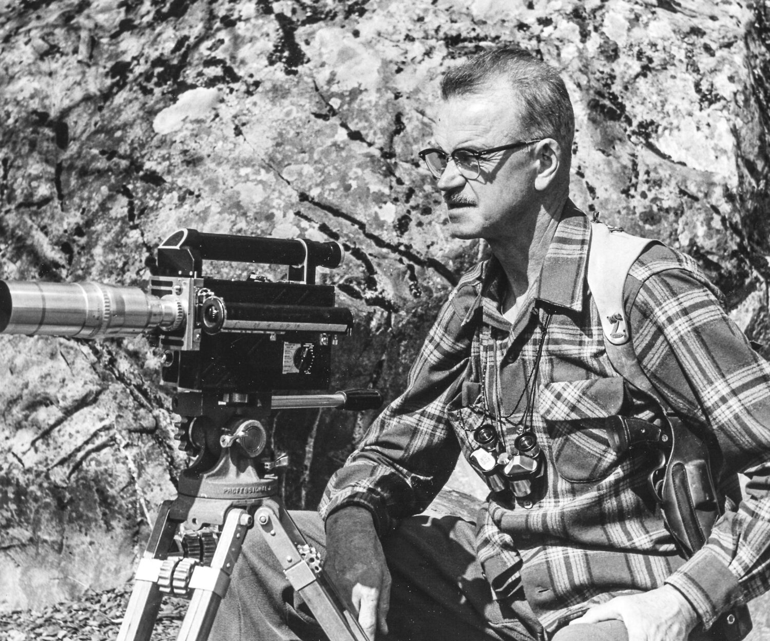 Cecil Rhode with his filming equipment.